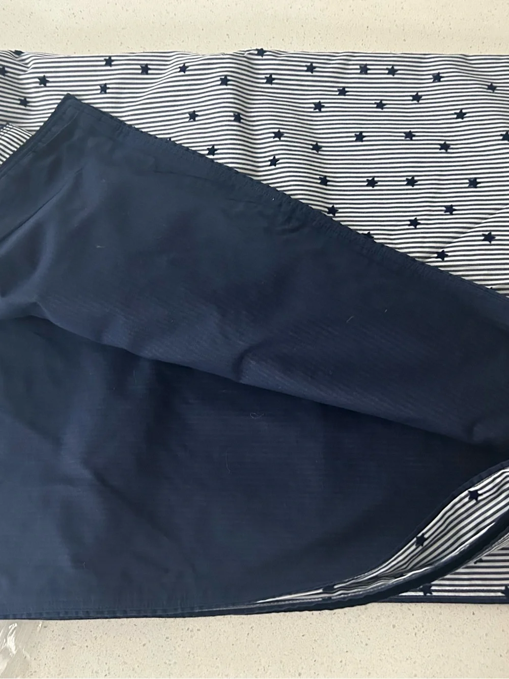 Pottery Barn Flocked Star Duvet Cover Navy Blue Twin NWOT Sample